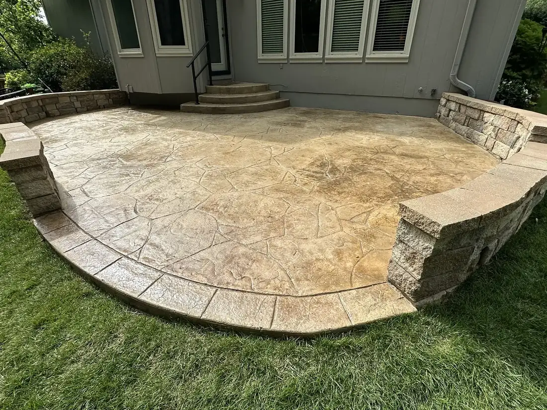 Clean stamped concrete patio ready for sealing